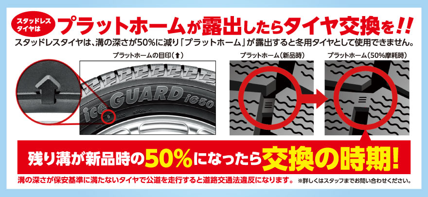 プラットホームが露出したらタイヤ交換を